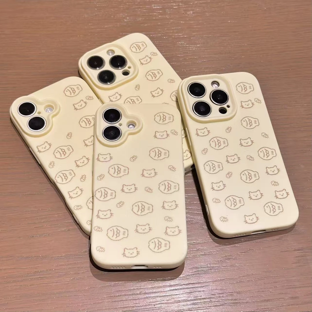 满屏小鱼液态硅胶精孔适用苹果17pro/15promax手机壳iPhone16