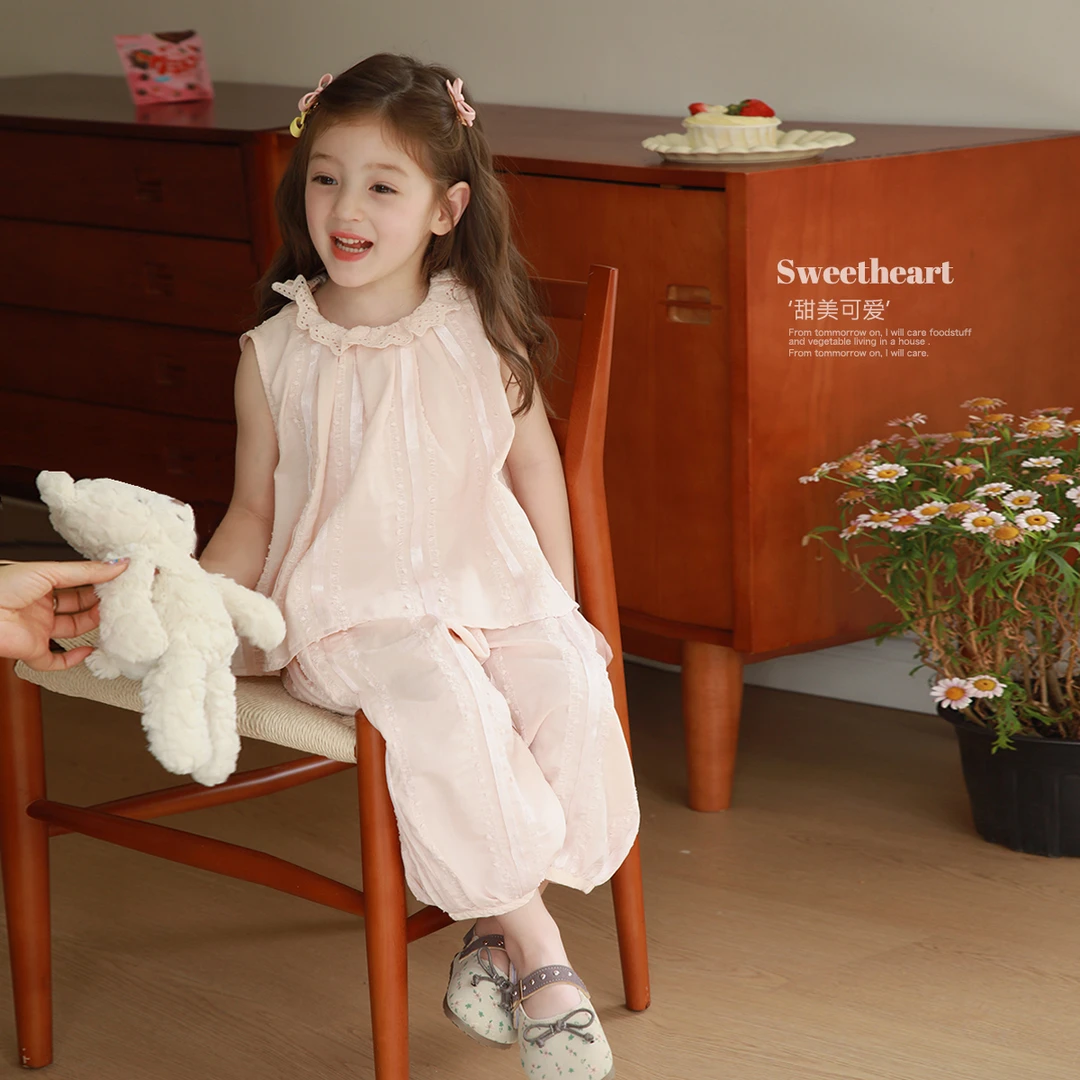 花漾夏语~乖乖女儿刺绣娃娃套装爱上靓妞女童夏装2025