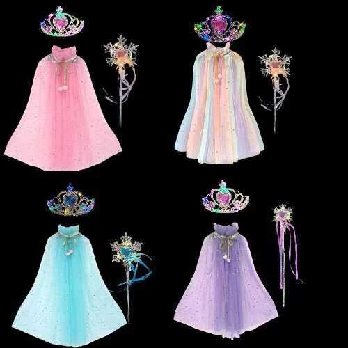 发光艾莎公主披风元旦表演装扮网纱万圣节圣诞表演服新年礼物