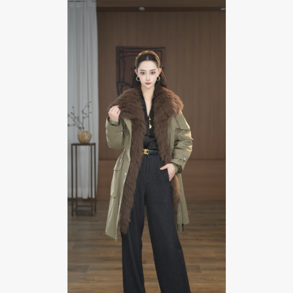 【拿铁】2025新款白鹅绒内胆+狐狸毛车条门襟高端定制外套