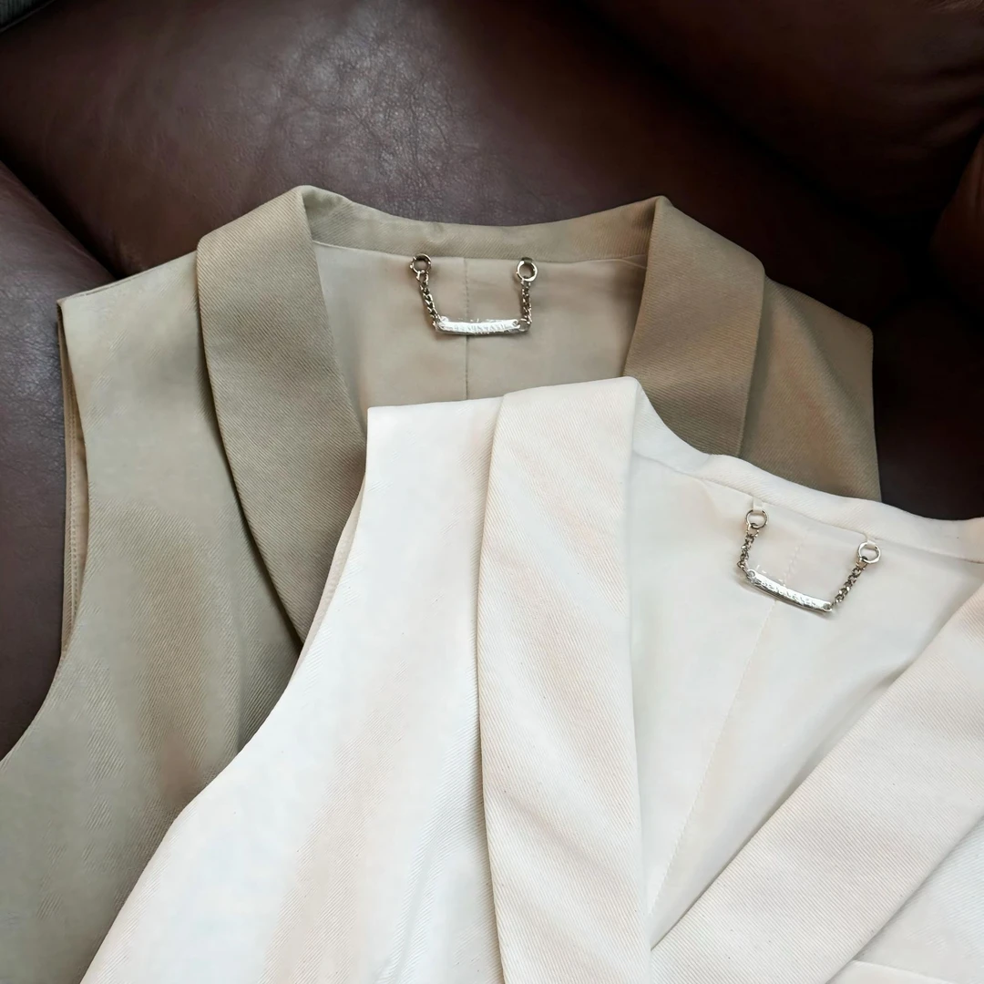 春季直筒常规薄款西装领马夹女工字型款马甲裤子套装