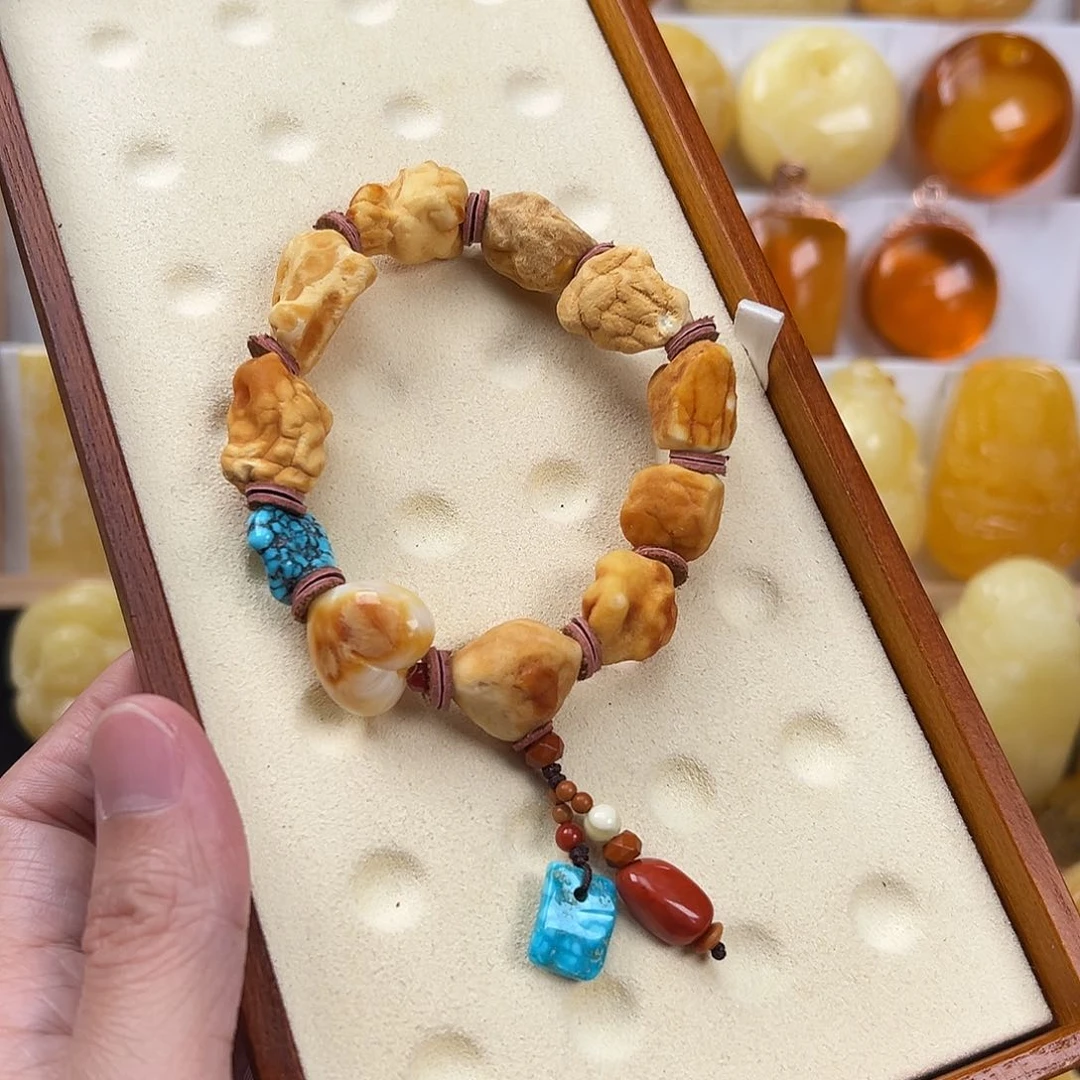 蜜蜡手链未镶嵌奶*蜜蜡