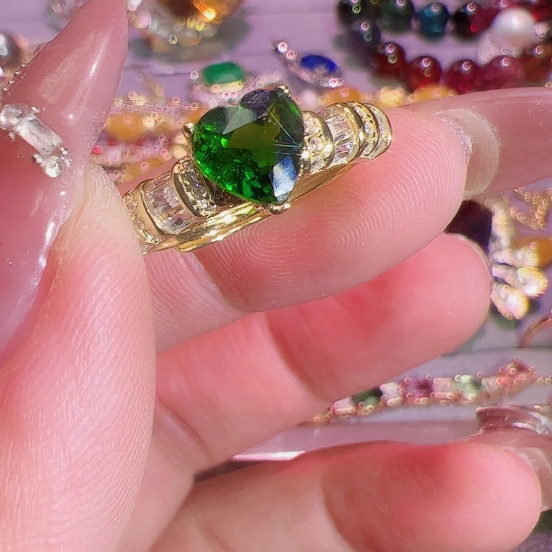 透辉石戒指银S925镶嵌