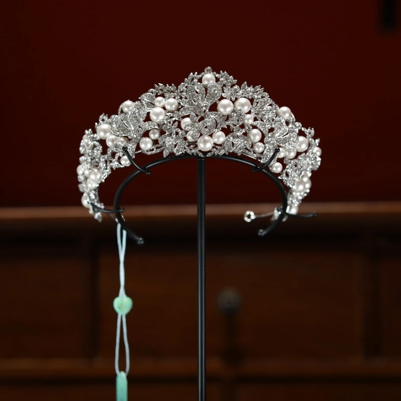 合金仿水晶婚庆饰品 17700珍珠韩系皇冠发饰婚纱礼服