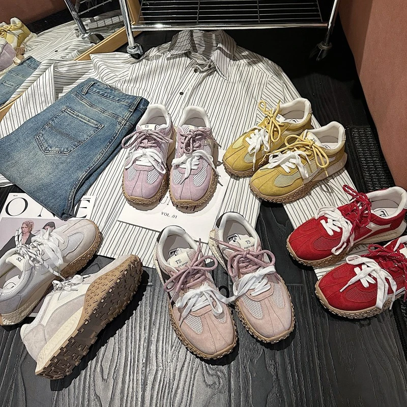 TS网面透气休闲鞋女2025春季新款时尚百搭德训鞋MTX57626-云-CX