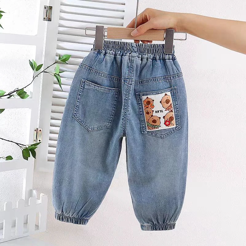 男童夏季牛仔裤女童薄款九分裤儿童韩版百搭时尚宽松休闲束脚裤潮