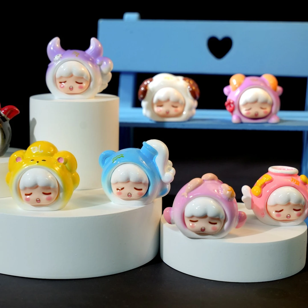 【十二星座甜小妹】12个颜色彩虹DIY桌面办公桌摆件