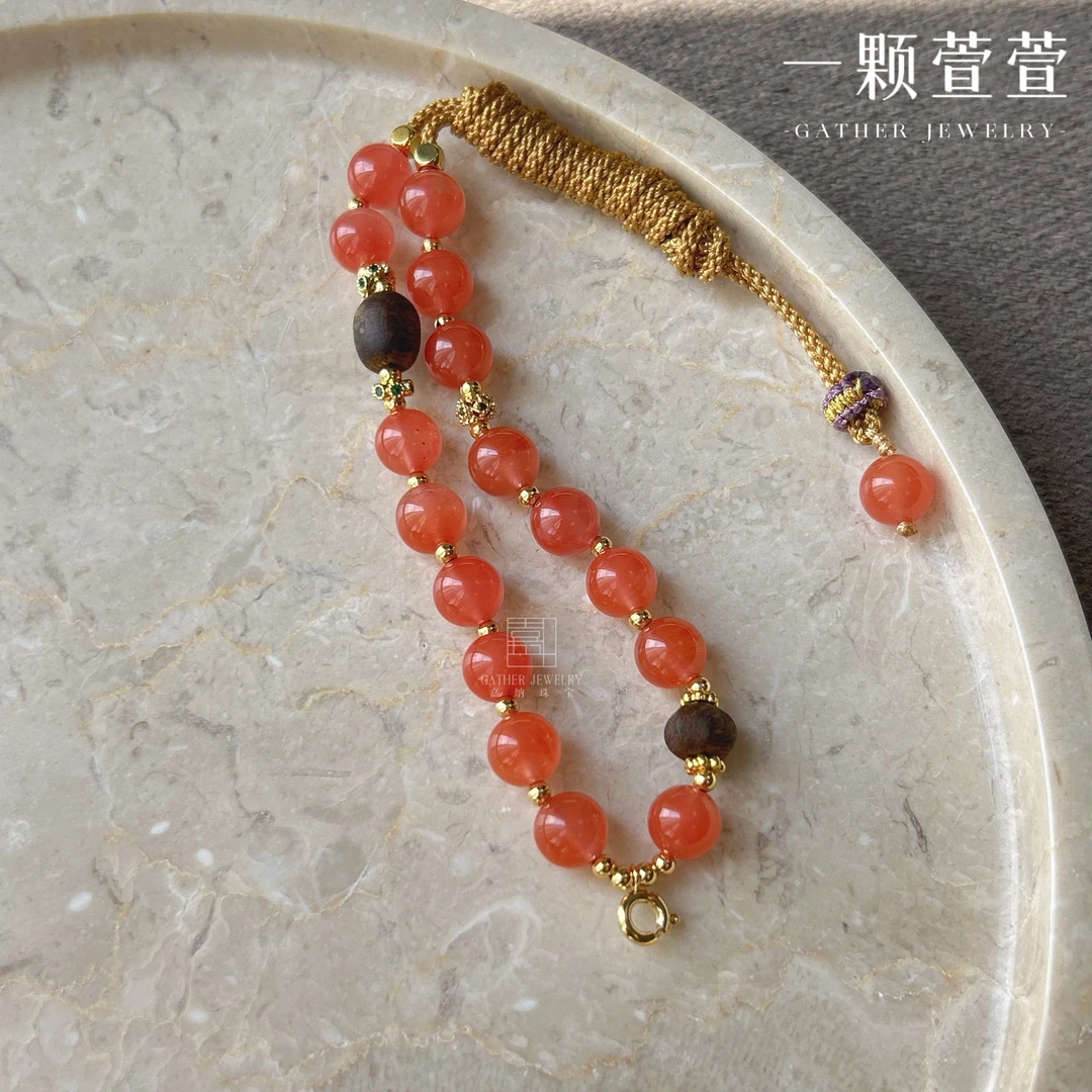【好运加倍】一颗萱萱南红百搭扣项链780228百搭气质简约古风优雅