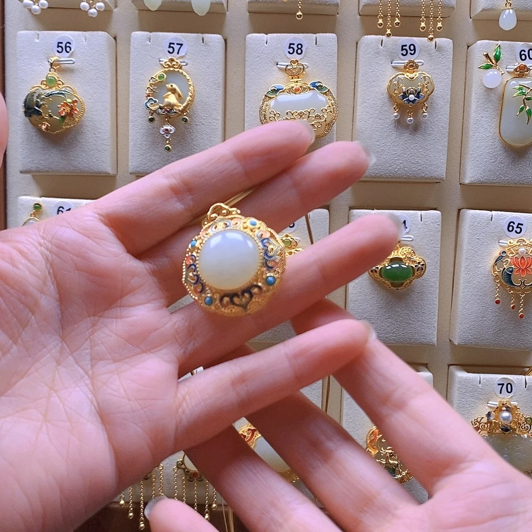 和田玉银S925镶嵌颈饰