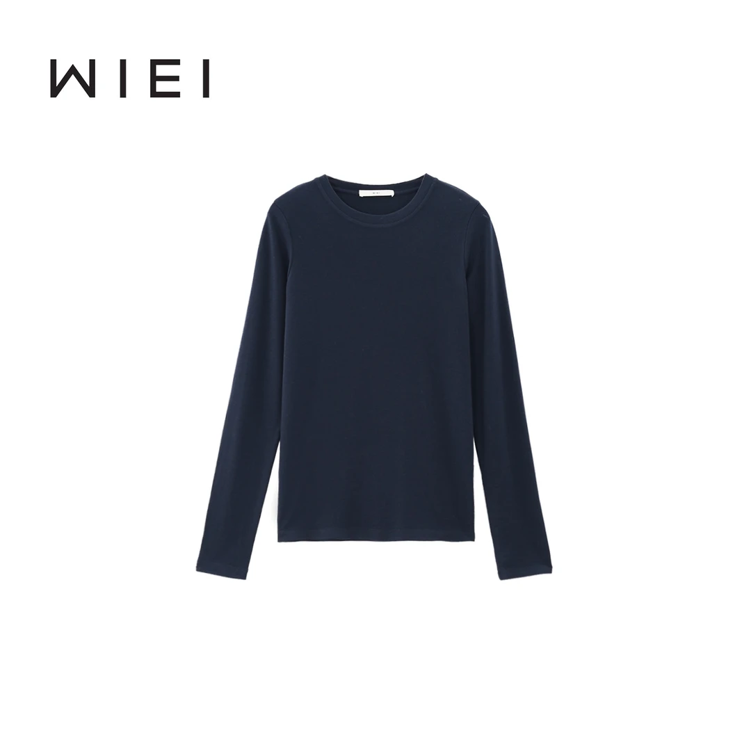 《WI EI》强推裸感Tee臻奢软垂天丝羊毛极简轻薄舒适长袖T恤 24217
