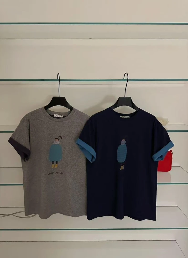 Uncle Be#韩系百搭卡通印花双色短袖T#7123【福福】