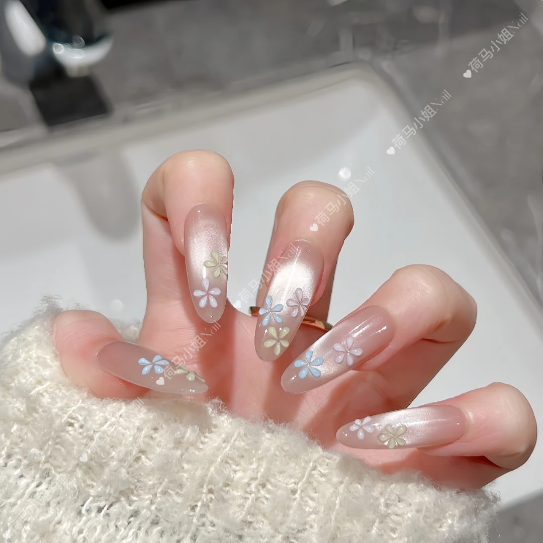 【春日花花】纯手工穿戴甲美甲贴片春季显白猫眼可拆卸10片装