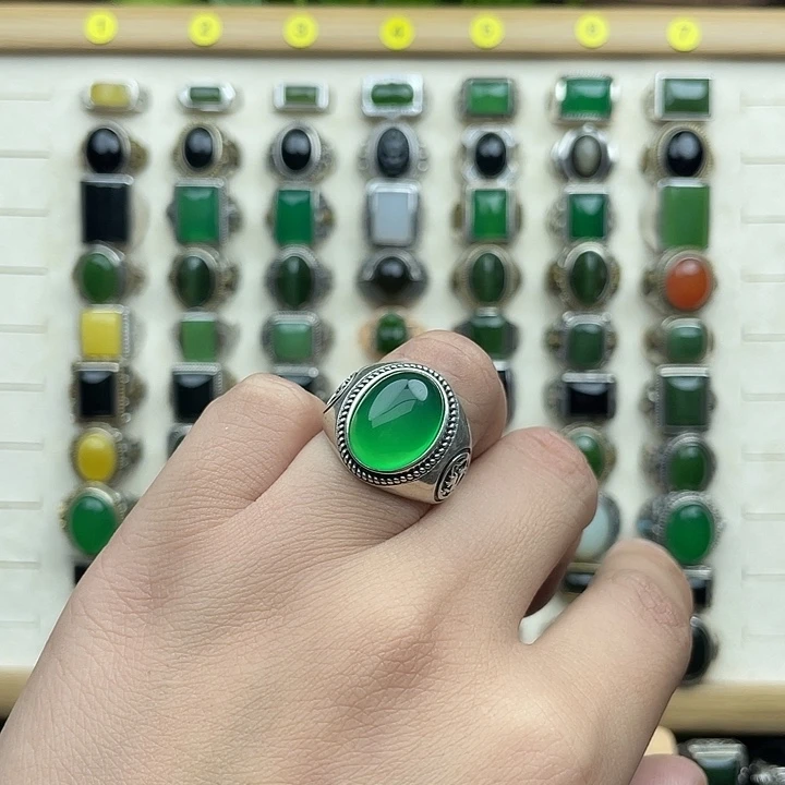 玛瑙/玉髓银S925镶嵌戒指