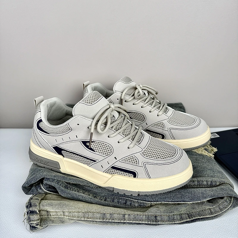 痞帅高级感男鞋2025年夏季透气运动鞋设计感网面鞋百搭男生板鞋