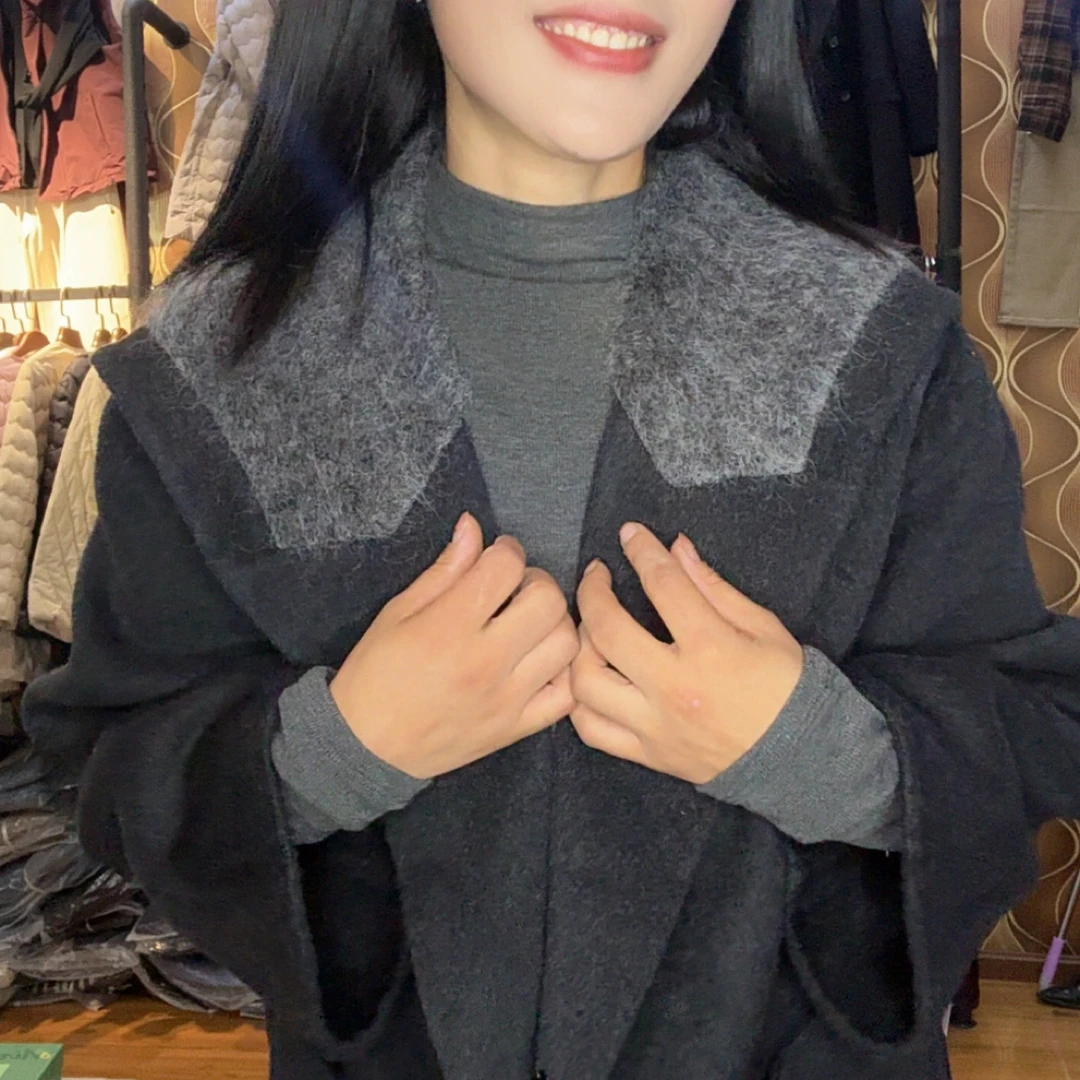 韩尤简同款百搭修身羊绒外套