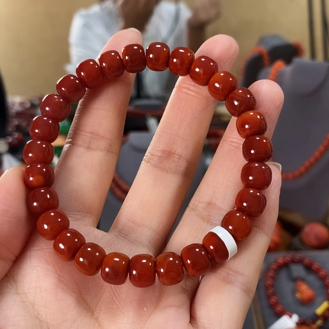 未镶嵌单圈8.5mm原矿无胶南红玛瑙