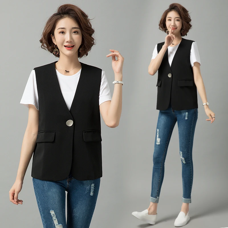 西装马甲女2025春秋季新款韩版外搭时尚黑色西服马夹背心外套百搭