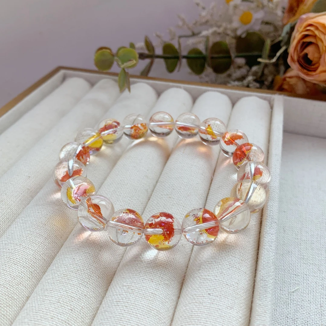 JL083天然锦鲤胶花水晶手链高品质可珍藏情侣款手串多样性发一