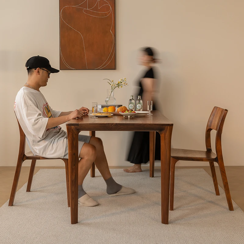 MIZEO 米卓/北美黑胡桃木中古餐桌现代极简中式茶桌实木平川餐桌