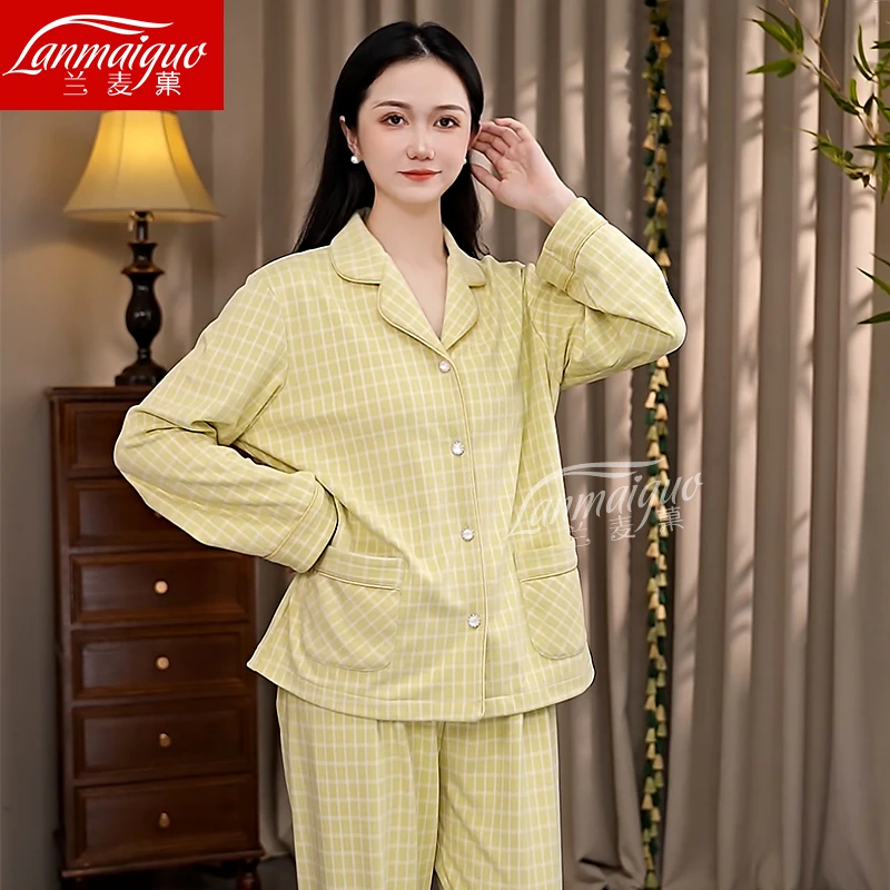 兰麦菓【双面海岛绒】加绒保暖睡衣女2025秋冬季新款加厚家居服套装