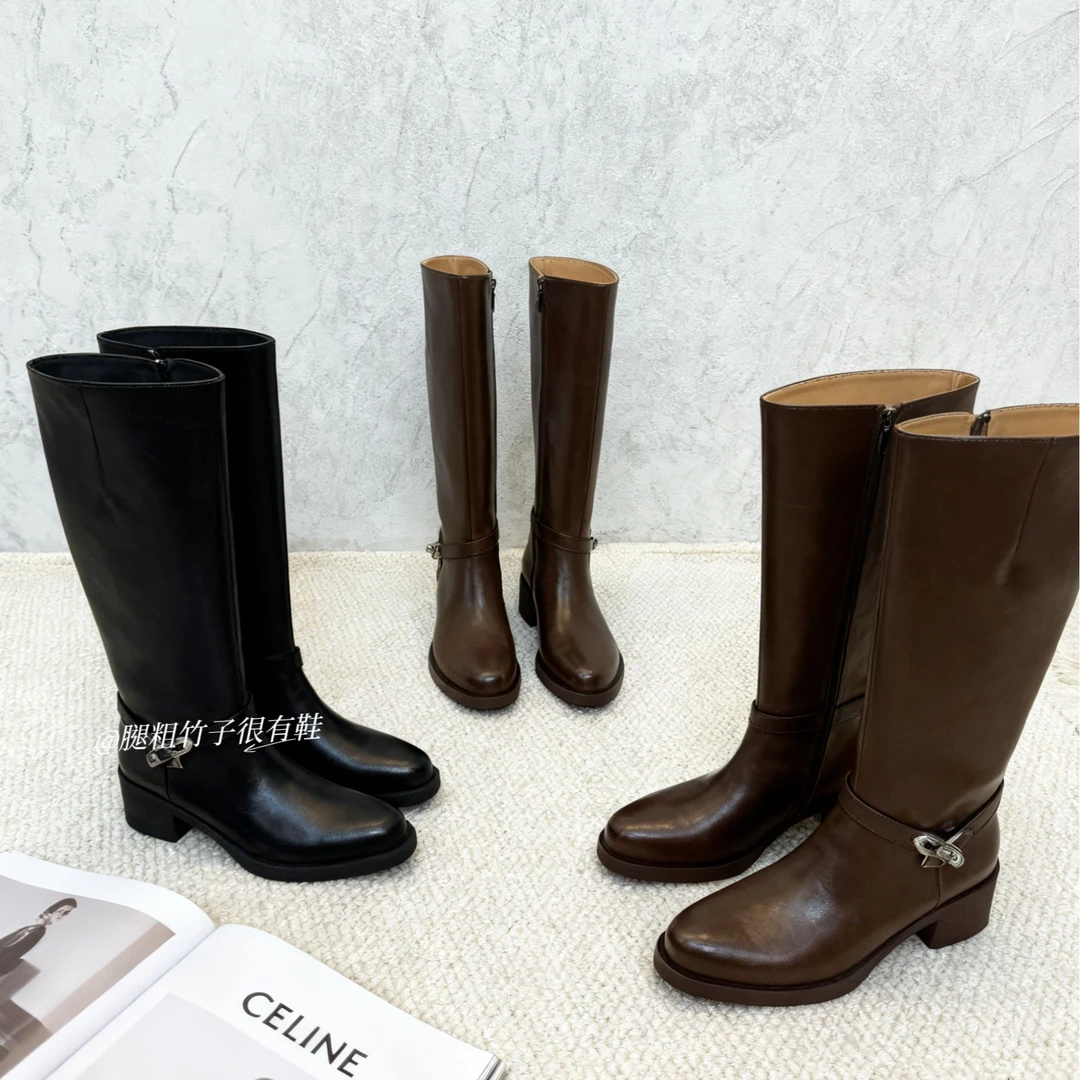 【竹子】腿粗大筒围胖mm秋冬2025新款粗跟尖头时尚女人明星同款927