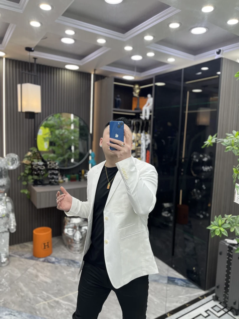 SH轻奢时尚高定男士简约亚麻休闲修身西服外套87003