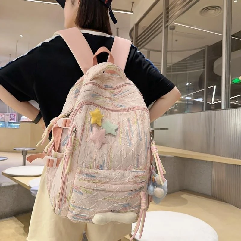 高颜值书包女初中生韩版森系大容量背包高中小学生时尚轻便双肩包