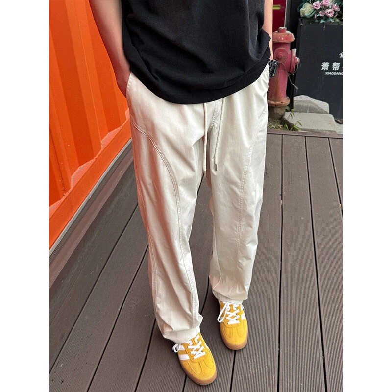 【达人专属】裤子男潮牌美式斜切休闲复古工装裤直筒垂感微喇长裤秋