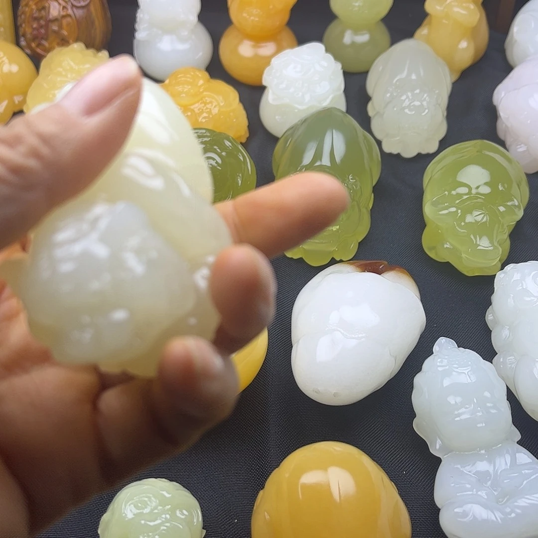 静***乐昆仑玉石手把件碧玺（处理）