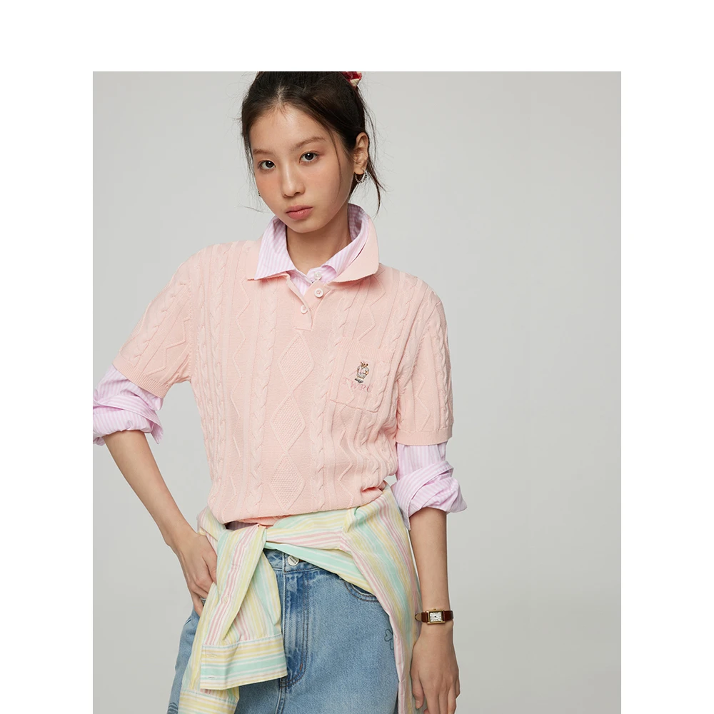 Teenie Weenie小熊针织短袖女25年夏季新款TTKW252302T