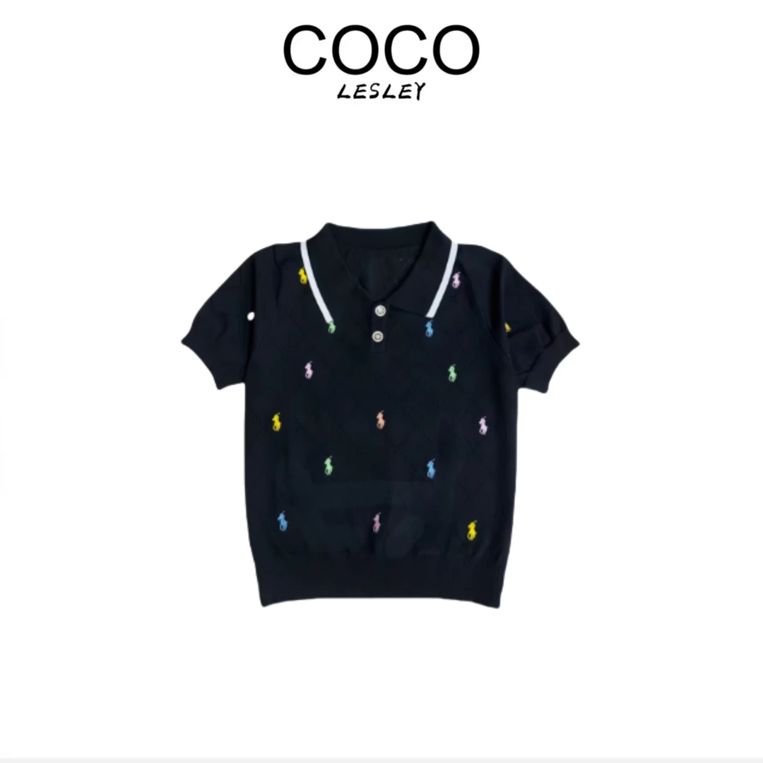 【COCO LESLEY】新款爆款时尚洋气新款针织短袖时尚百搭上衣X125
