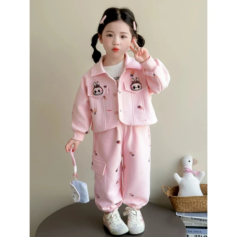 女童拉布布休闲套装秋季女宝宝卡通翻领外套春秋小女孩洋气两件套