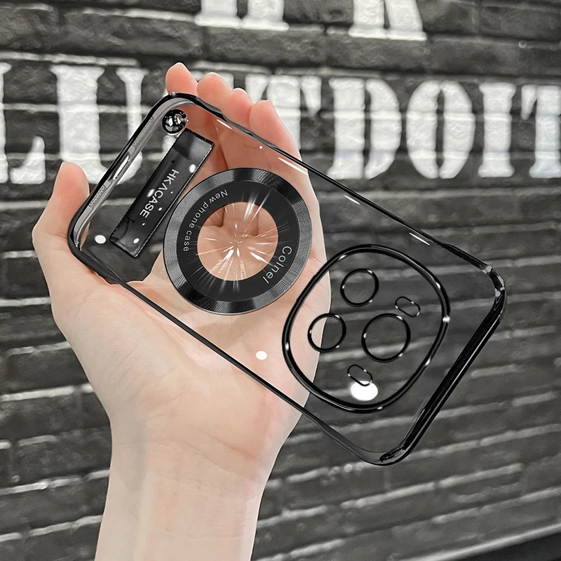 适用荣耀magic6高级感超薄电镀无边框磁吸贴电镀支架手机壳