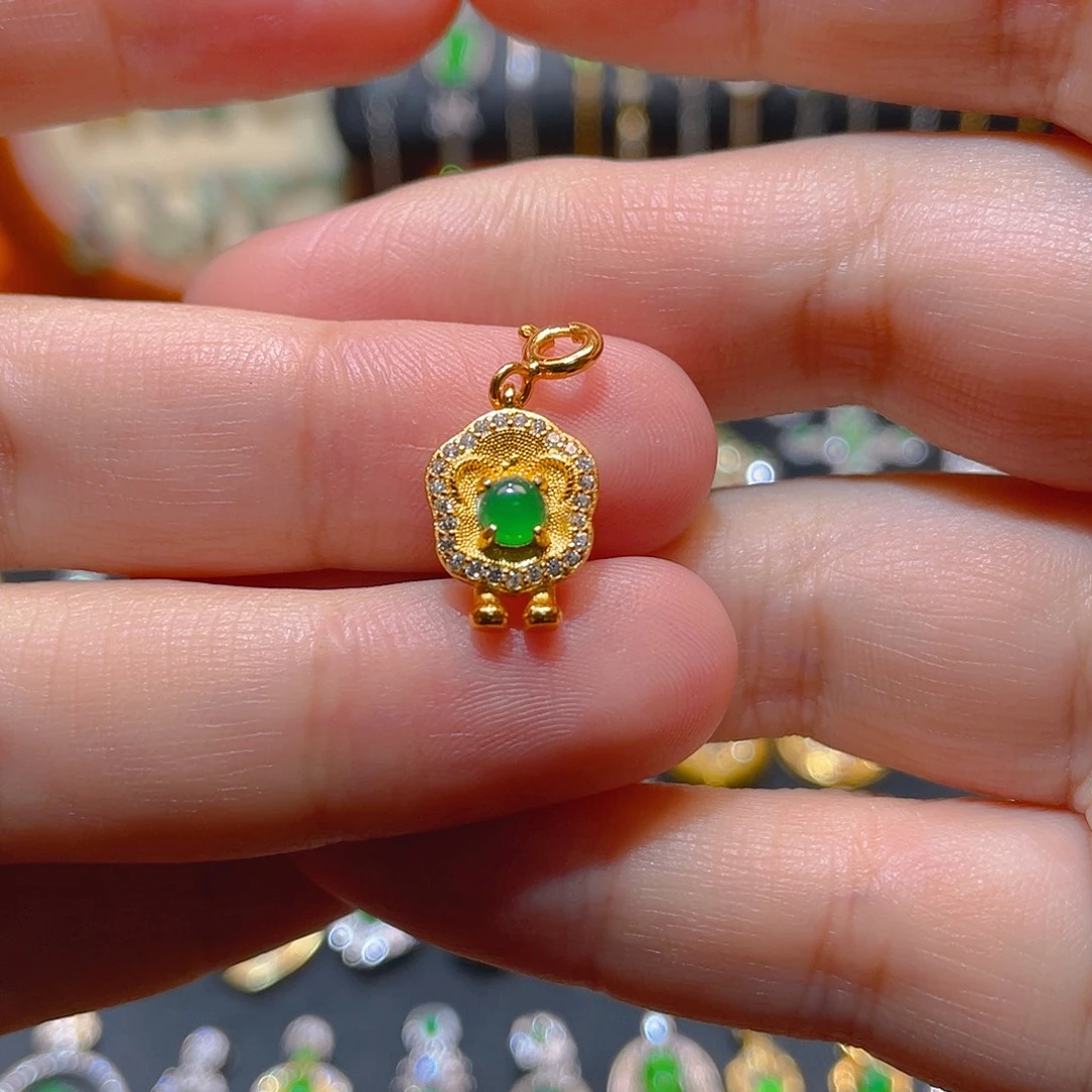 翡翠银S925镶嵌吊坠(不含链)