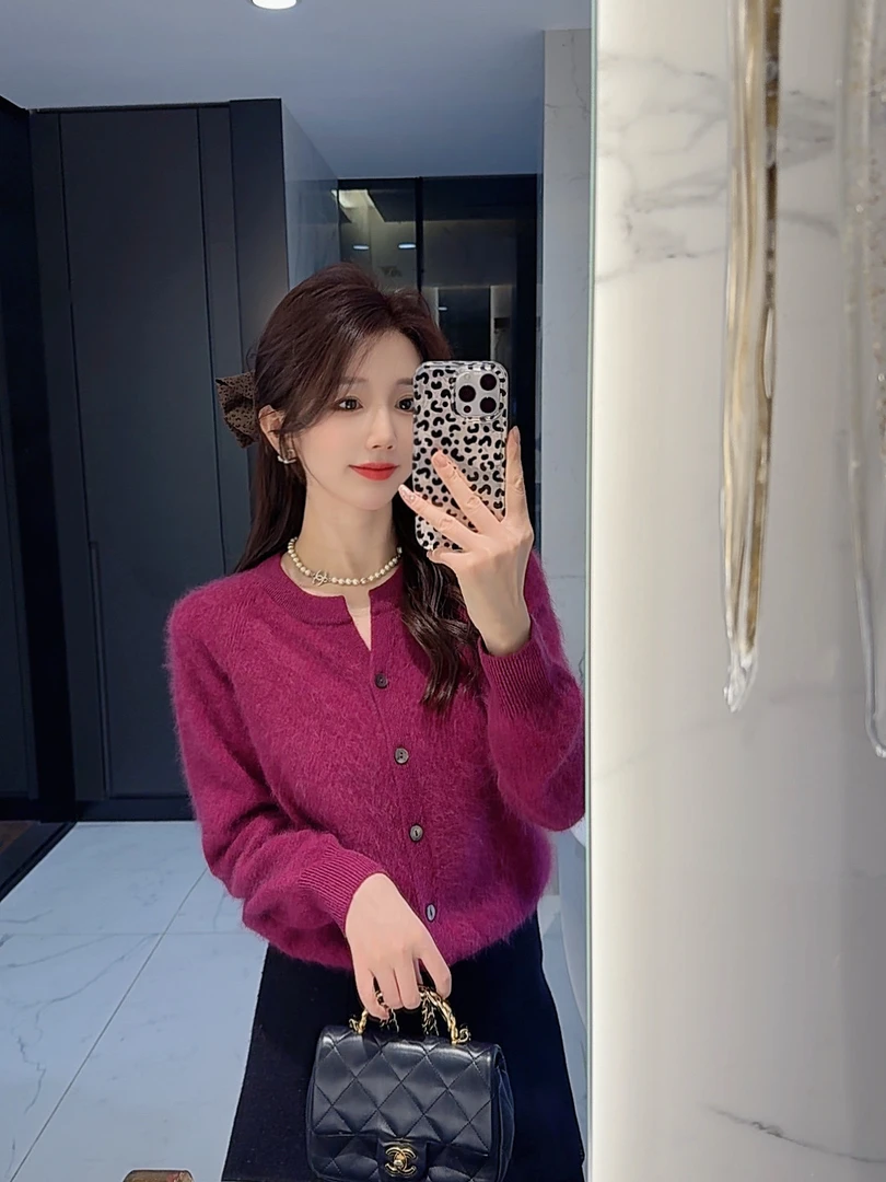 【大静静】“暖冬太阳”云朵柔软蓬松拉毛羊绒圆领开衫