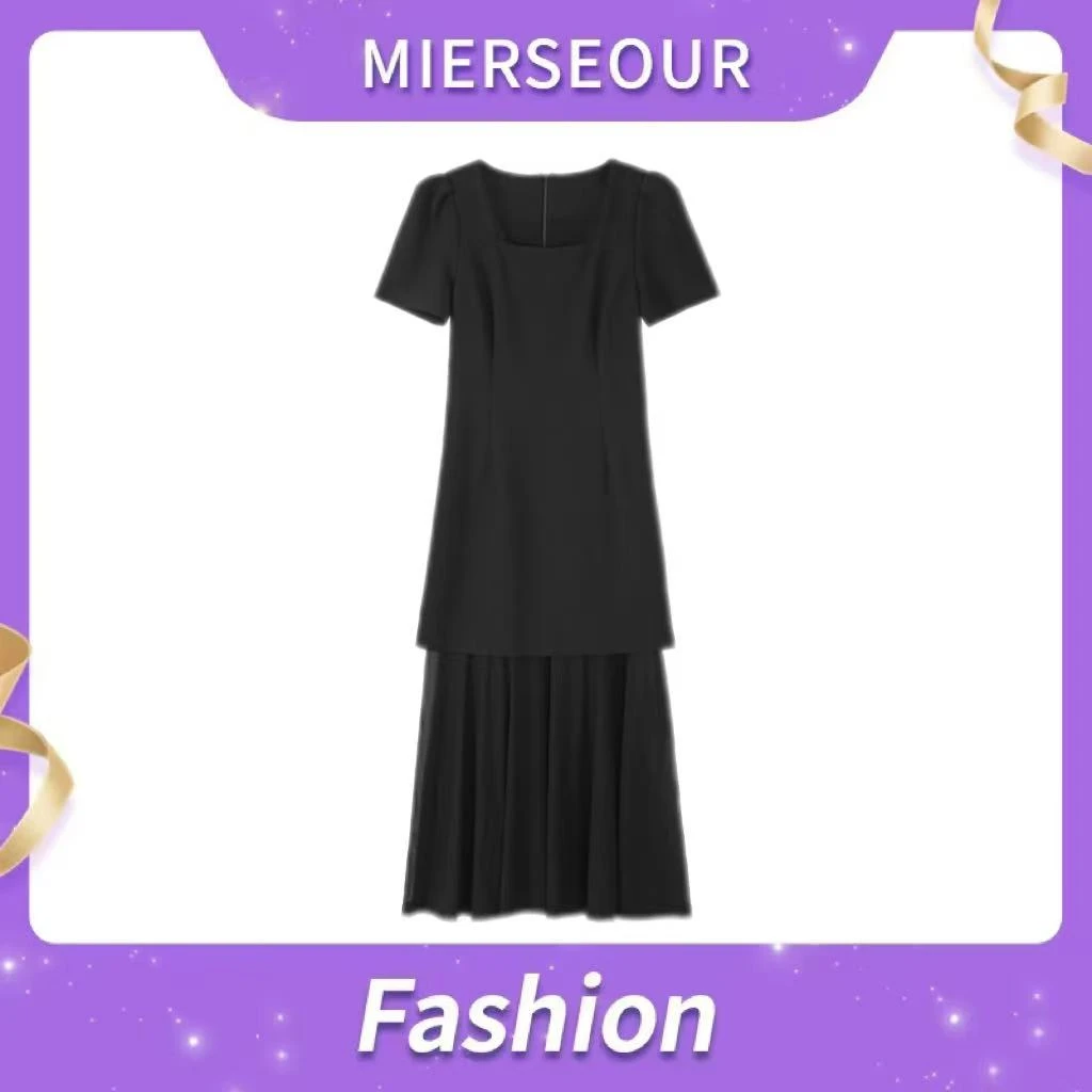 【都市女绅】御姐风方领设计拼接连衣裙51869358