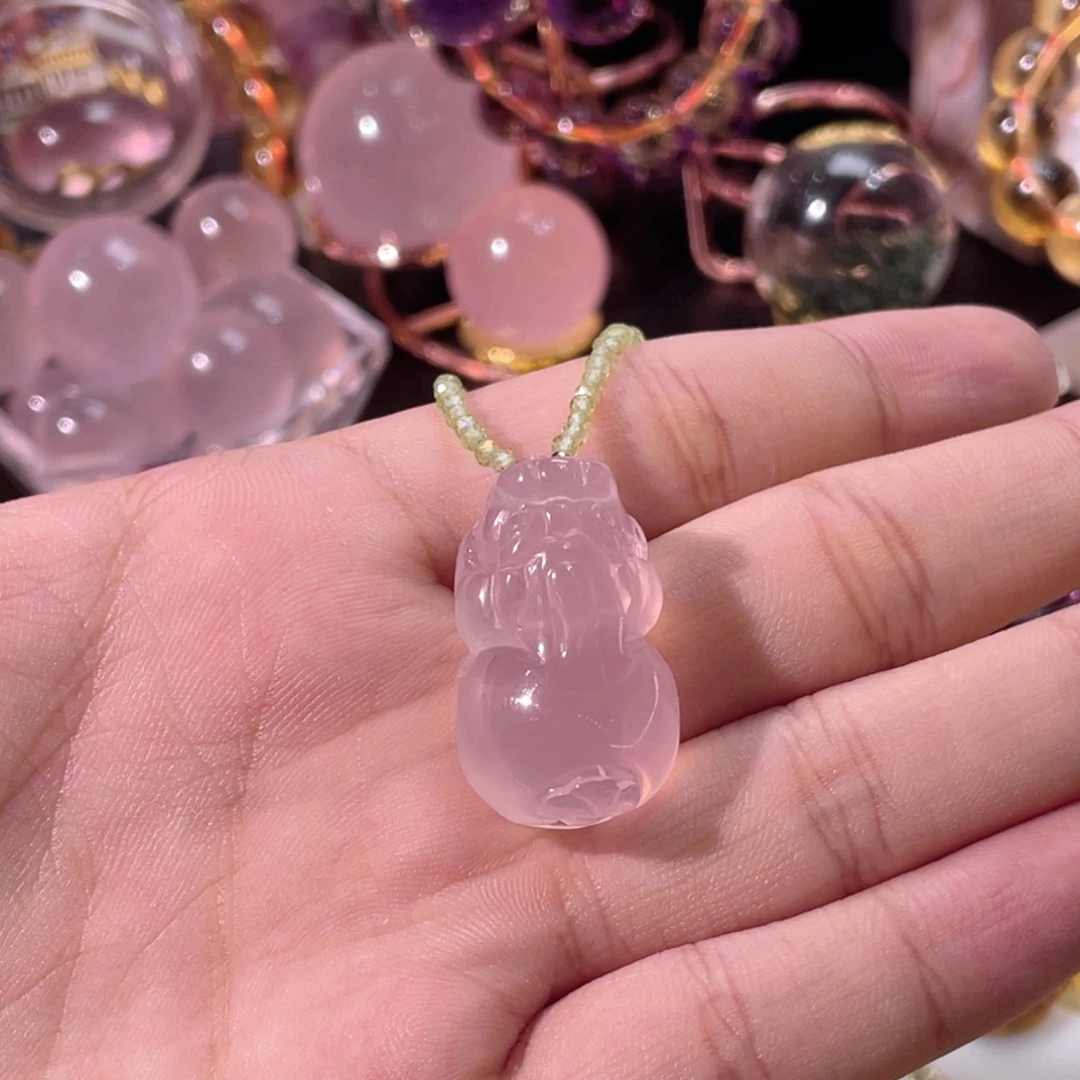 颈饰未镶嵌水晶粉水晶吊坠