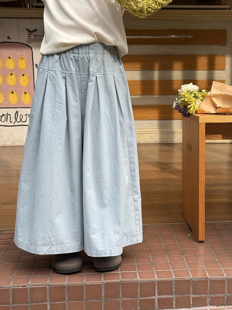 【现货】女童夏季度假风时髦宽松韩系压褶休闲阔腿裤 25C049