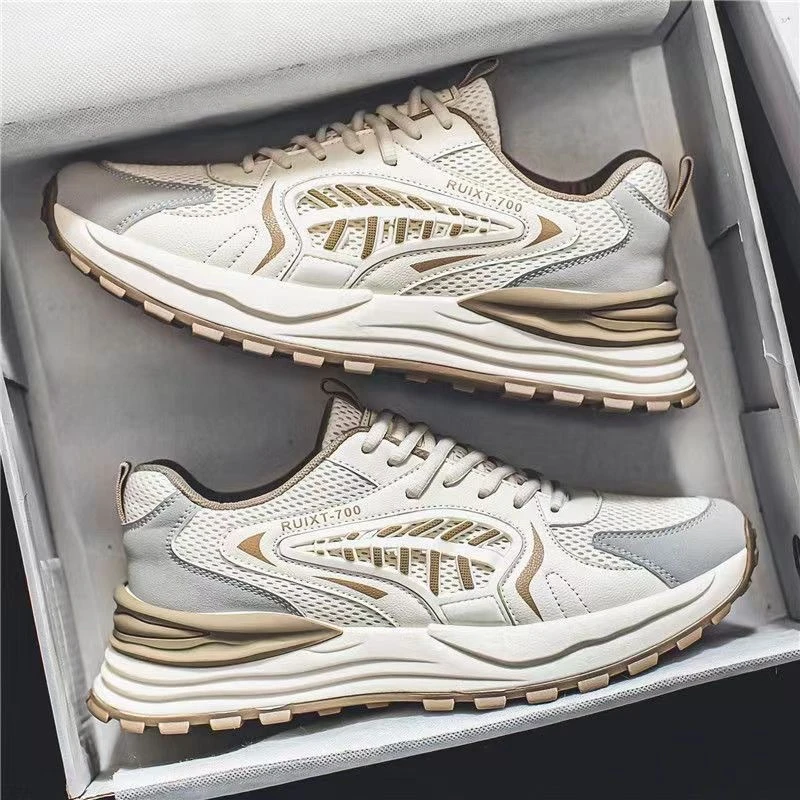 春季男鞋新款透气时尚休闲网面鞋子男潮流百搭厚底防滑老爹鞋潮鞋