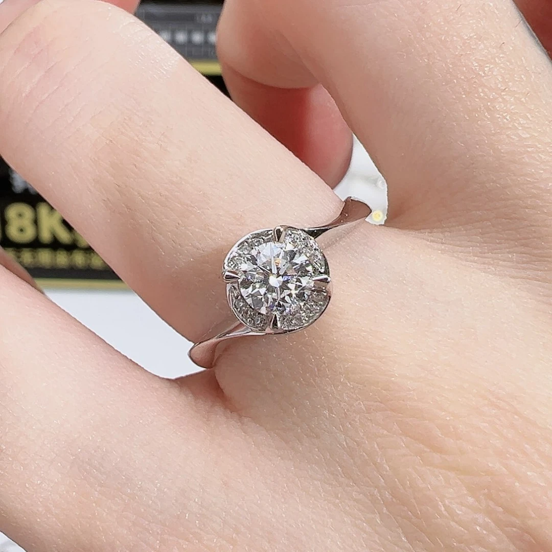 天然钻石戒指/指环18K金镶嵌15060241