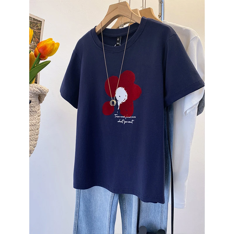 美式复古宽松oversize短袖T恤女夏季新款胖mm大码200斤上衣20