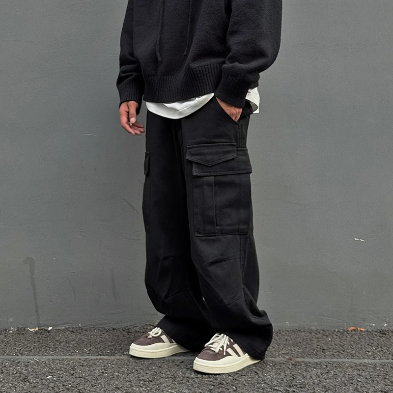 【UNAPS】秋冬重磅复古大口袋工装裤男女宽松休闲裤Vintage直筒长裤