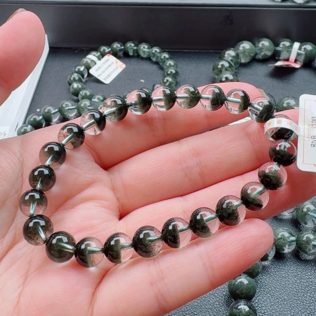 未镶嵌水晶手链赞比亚毕业级绿幽灵7mm