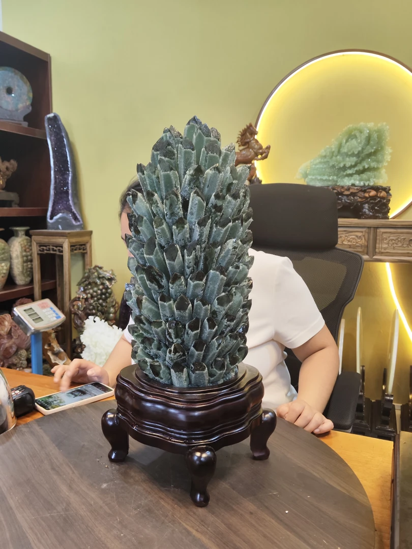 家居饰品摆件阿玉小花瓶装饰雕刻花瓶中式客厅玄关酒柜桌面饰品