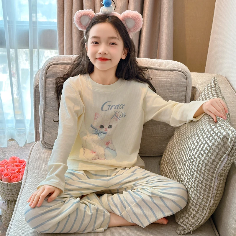 女童睡衣德绒秋冬季中大儿童家居服套装6-12岁女孩薄绒保暖两件套