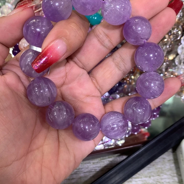 紫晶颈饰14K金镶嵌紫兔毛17m手链多样性发其一