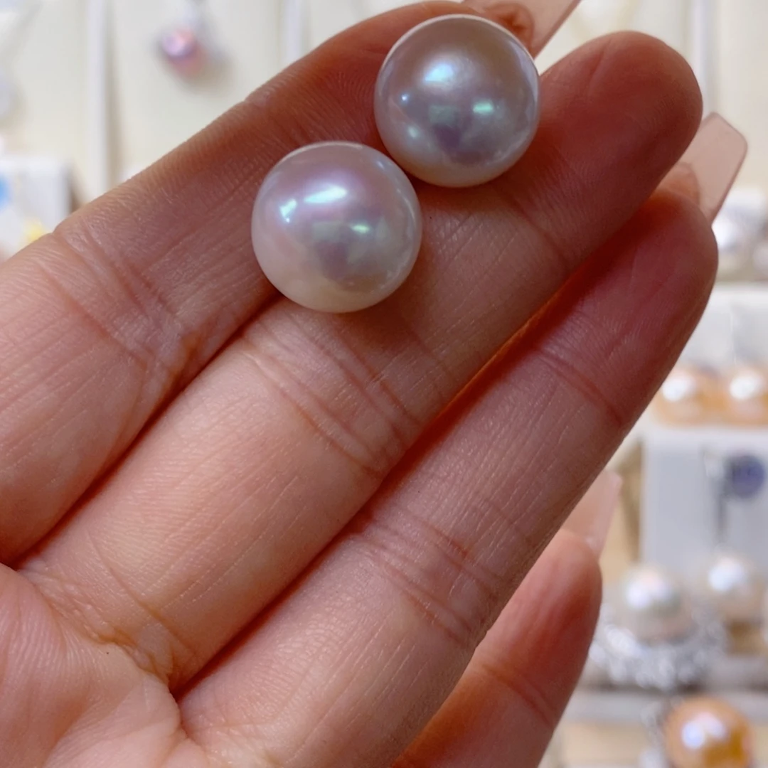 淡水珍珠耳饰银S925镶嵌