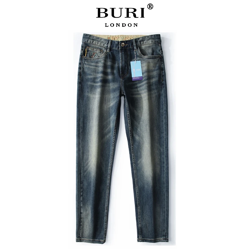 【型男】复古做旧牛仔裤小直筒牛仔男裤高档男裤加厚牛仔男裤