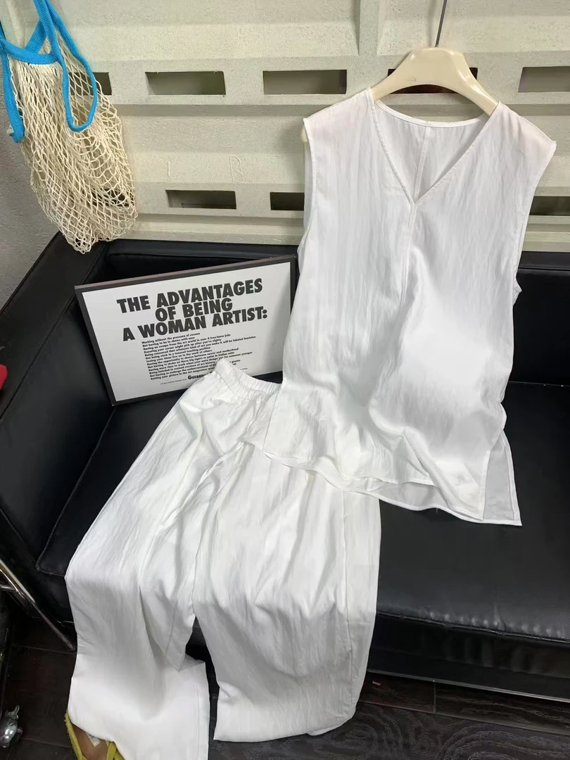 『雨美 Show』2279白色背心长裤套装