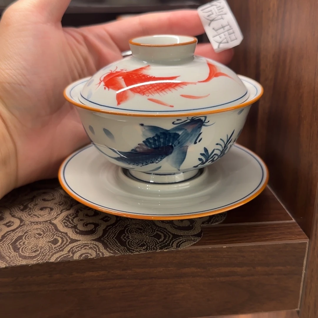 釉下手绘茶具微瑕